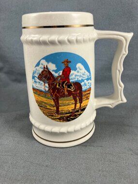 Vtg Ceramic Mug Stein Tankard RCMP Mountie Royal Canadian Mounted Police Canada